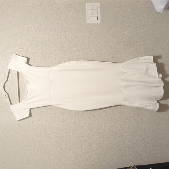 Lulu's How Much I Care ivory off shoulder fitted bodycon trumpet midi dress - Picture 12 of 12